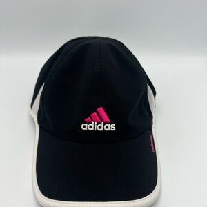 Adidas Black Cap with Pink Logo and White Trim